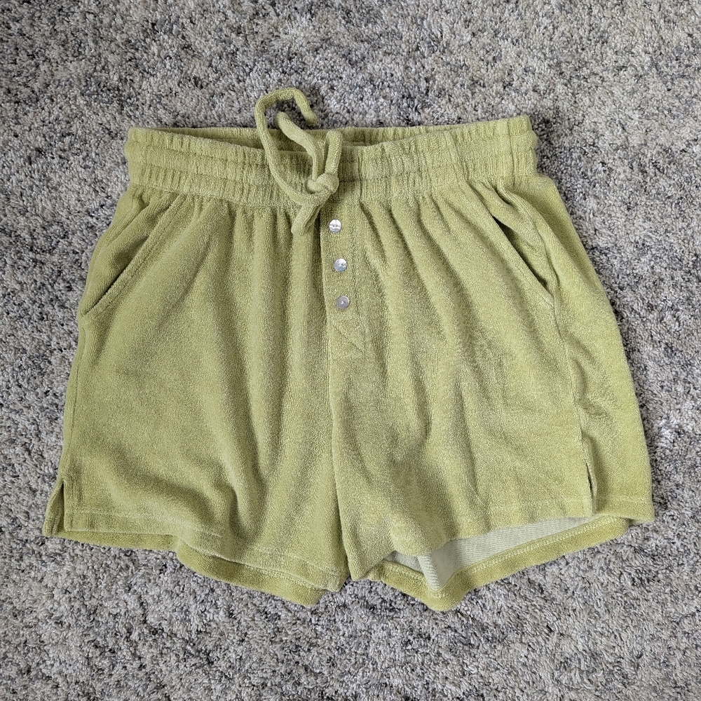 DONNI. Olive Green terry cloth Women Shorts